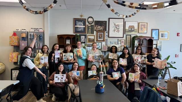 Chicago Junk Journal Club members displaying their journal spreads.