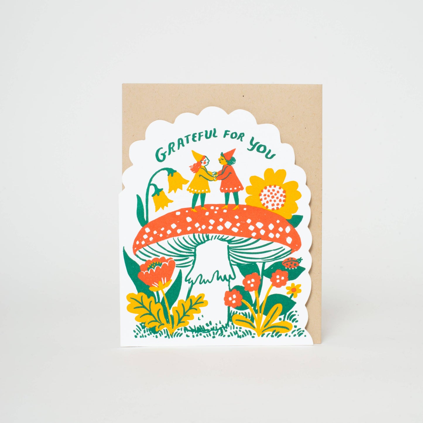 Egg Press - Grateful Gnomes Letterpress Greeting Card by Phoebe Wahl: Paper tab