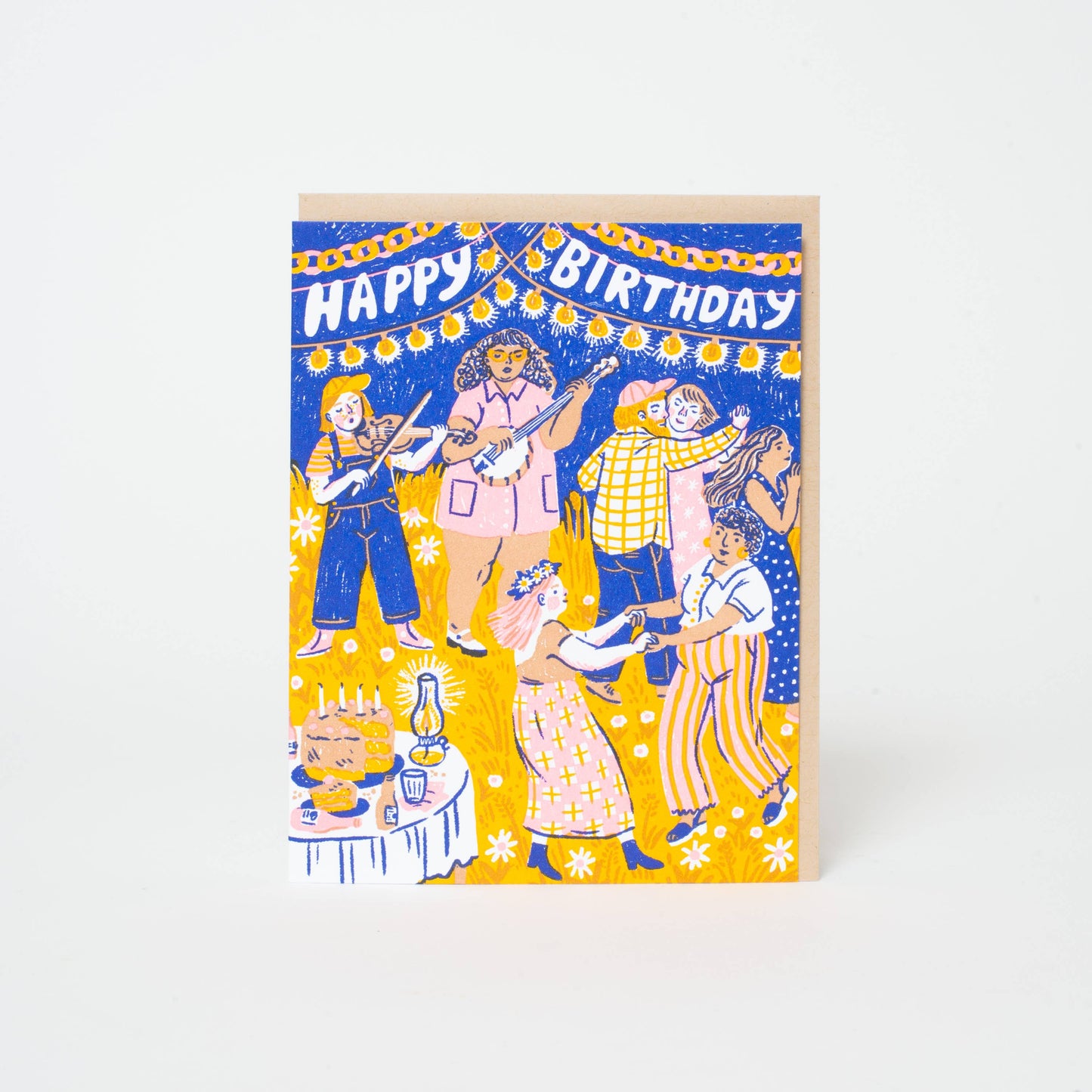 Egg Press - Birthday Barn Dance Letterpress Greeting Card by Phoebe Wahl: Paper tab