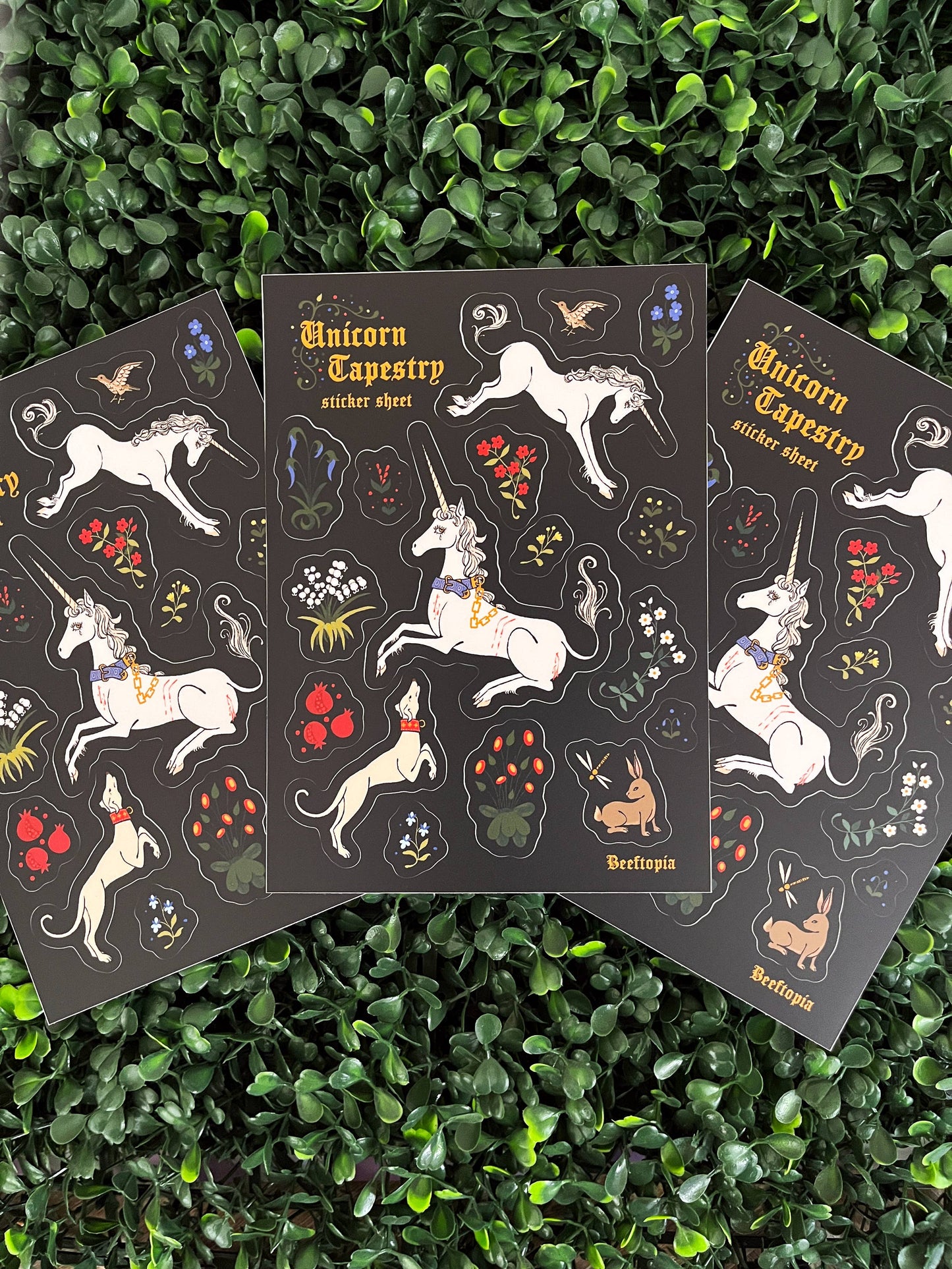 Beeftopia - Unicorn Tapestry Medieval Waterproof Vinyl Sticker Sheet