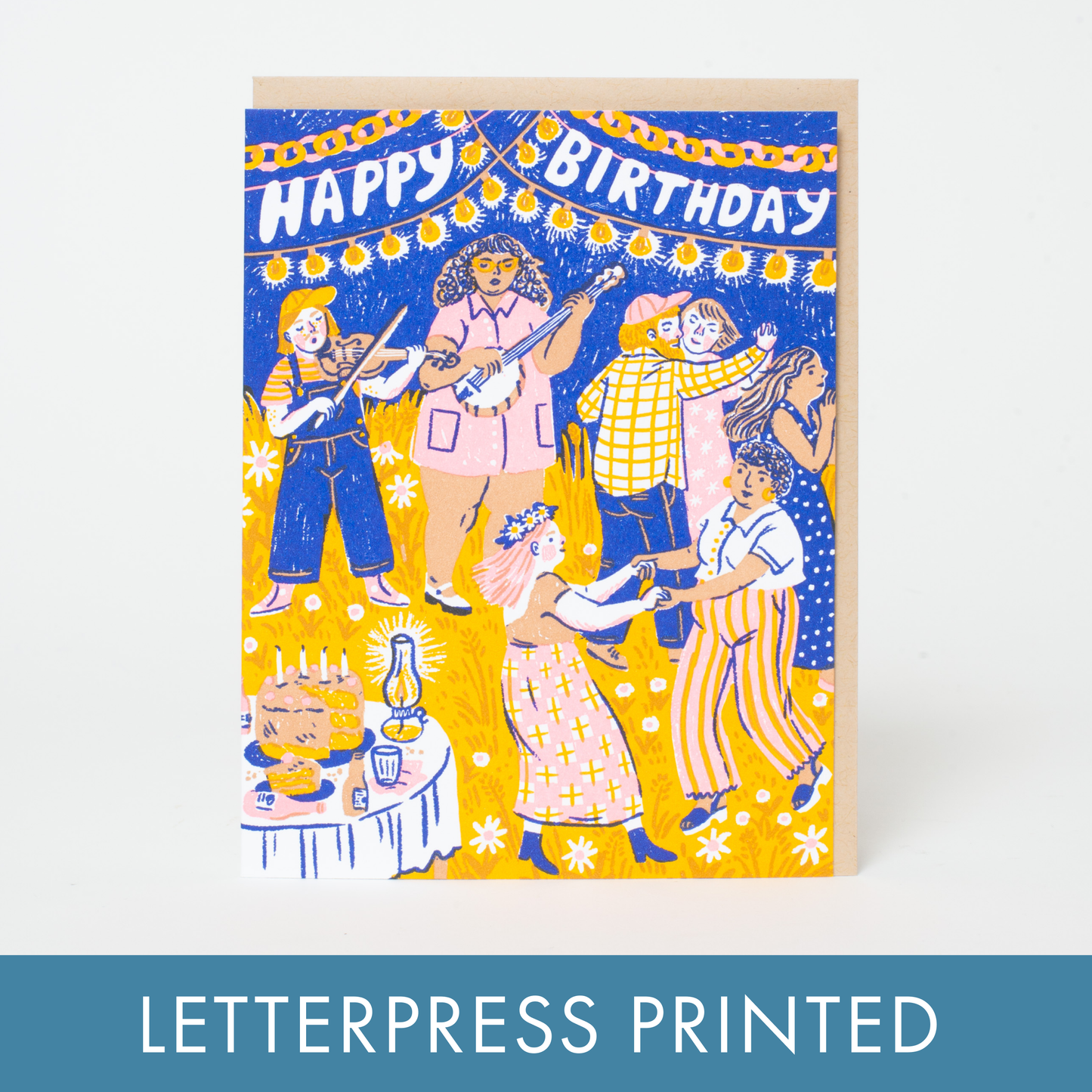 Egg Press - Birthday Barn Dance Letterpress Greeting Card by Phoebe Wahl: Paper tab
