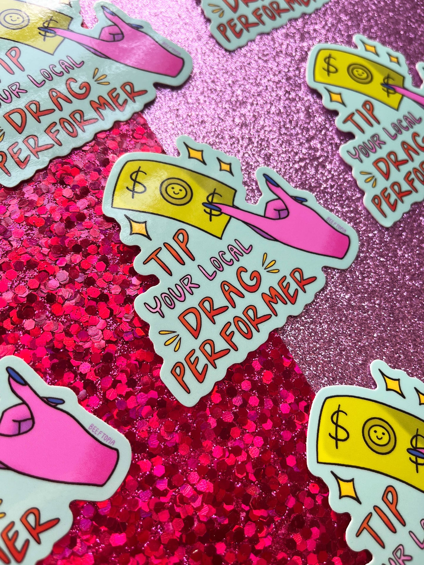 Beeftopia - Tip Your Local Drag Performer LGBT 3 Inch Waterproof Sticker