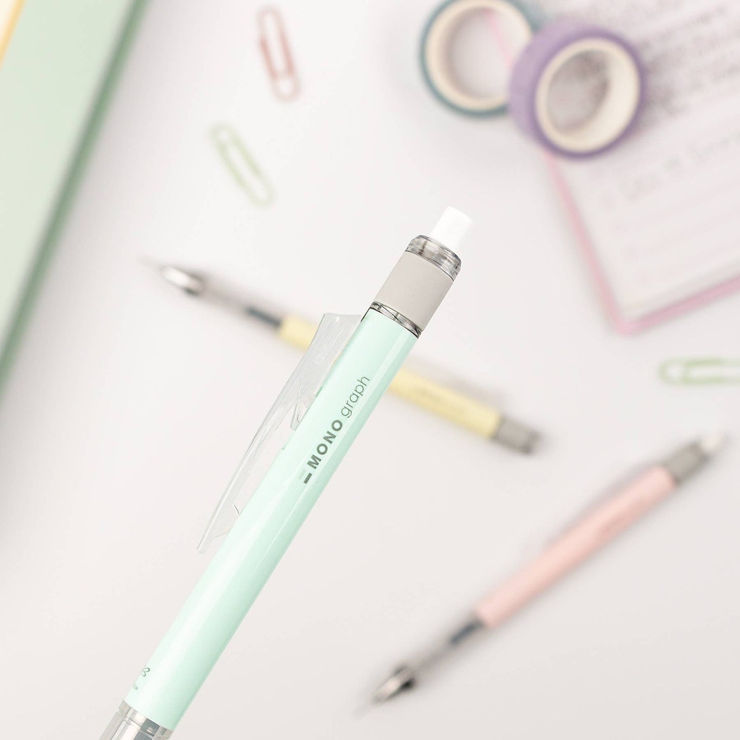 MONO Graph Mechanical Pencil + Eraser Set: Coral Pink