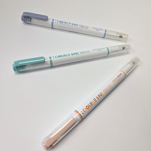 Iconic - Double Line Deco Highlighter Pen - Lake 3 Pack