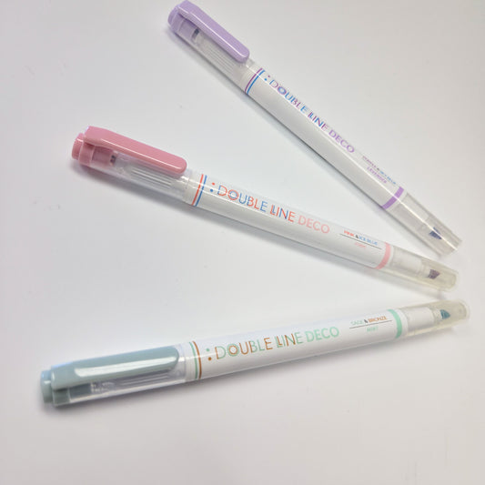 Iconic - Double Line Deco Highlighter Pen - Spring 3 Pack