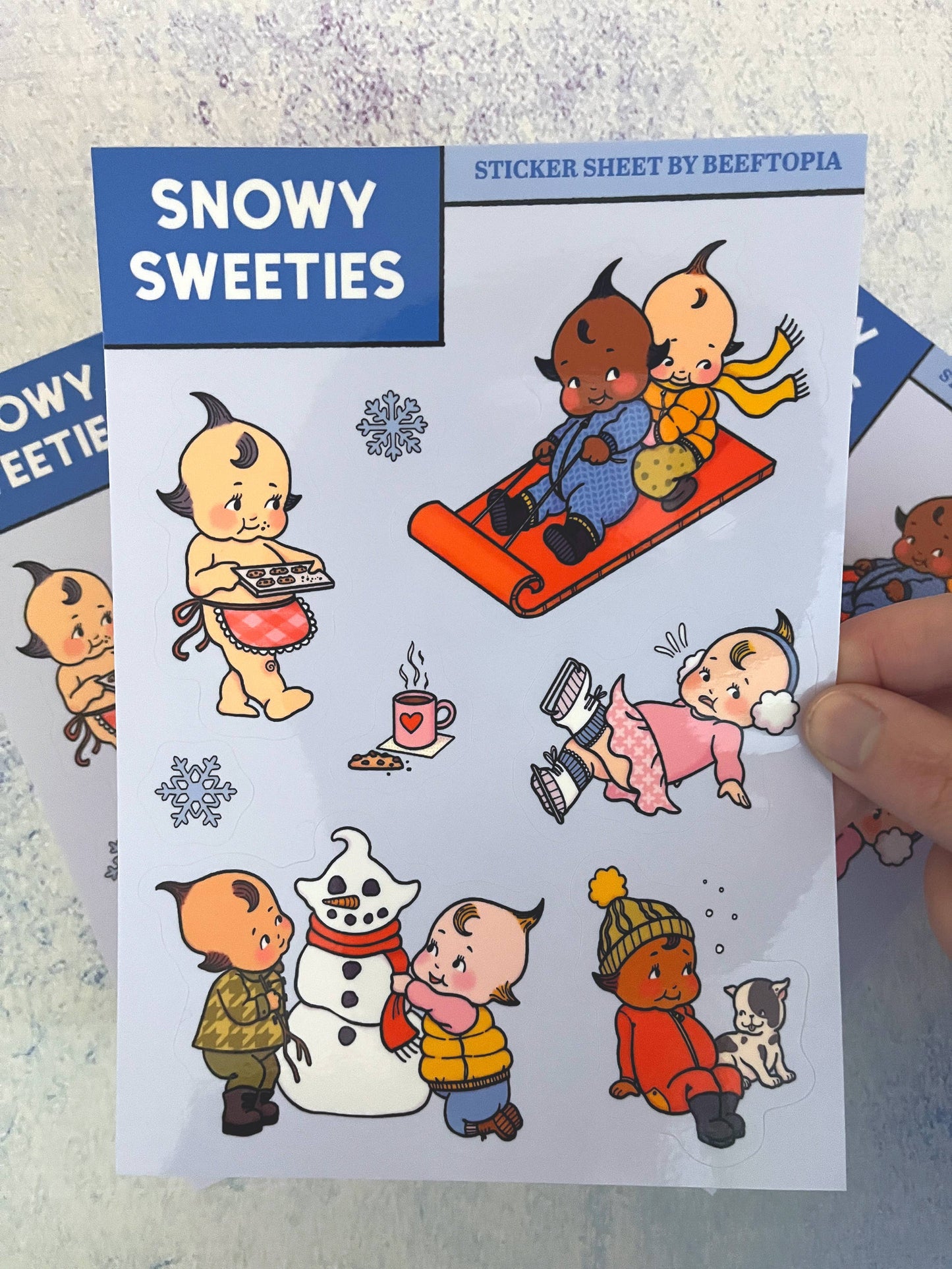 Snowy Sweeties Kewpie Inspired Vinyl Sticker Sheet