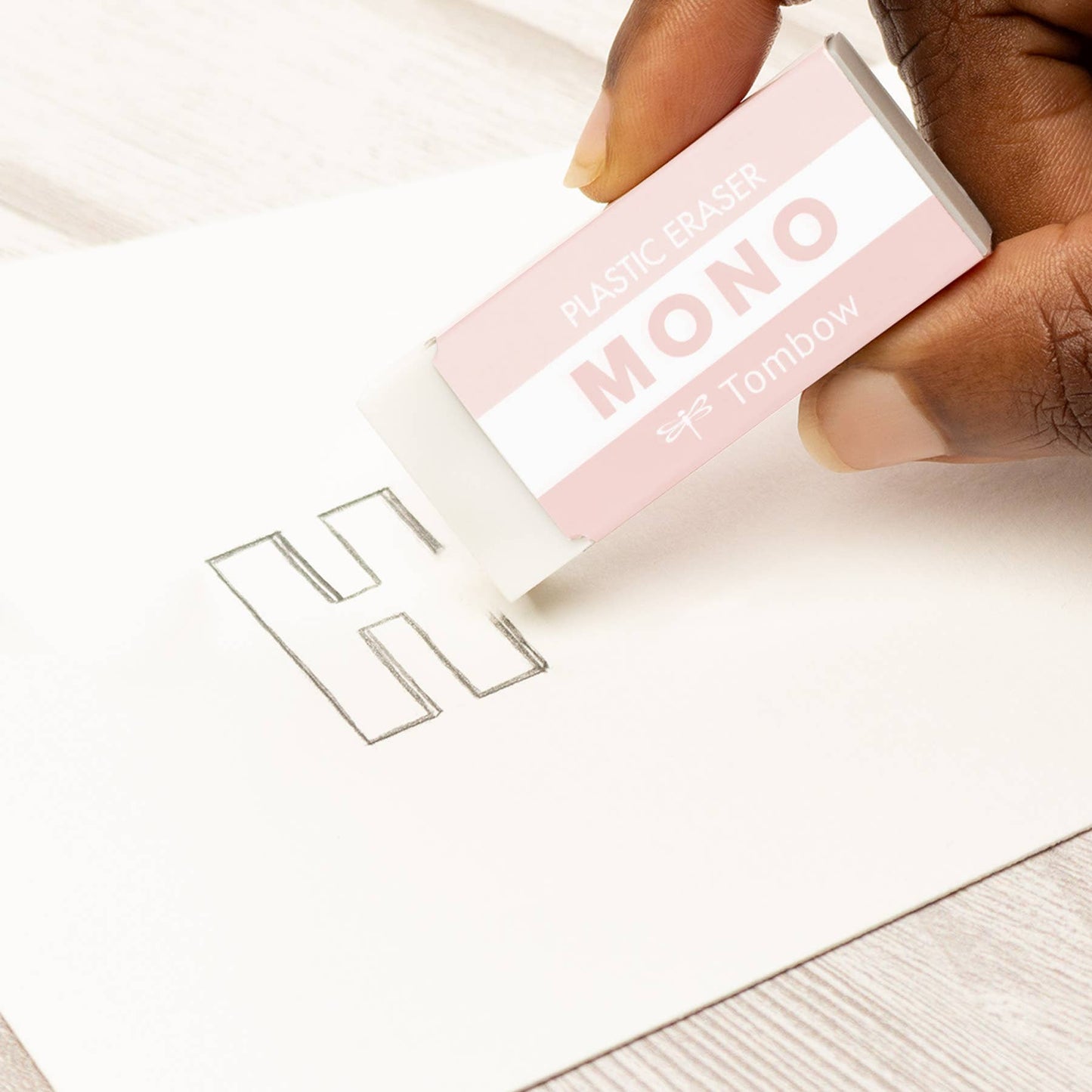 MONO Graph Mechanical Pencil + Eraser Set: Coral Pink