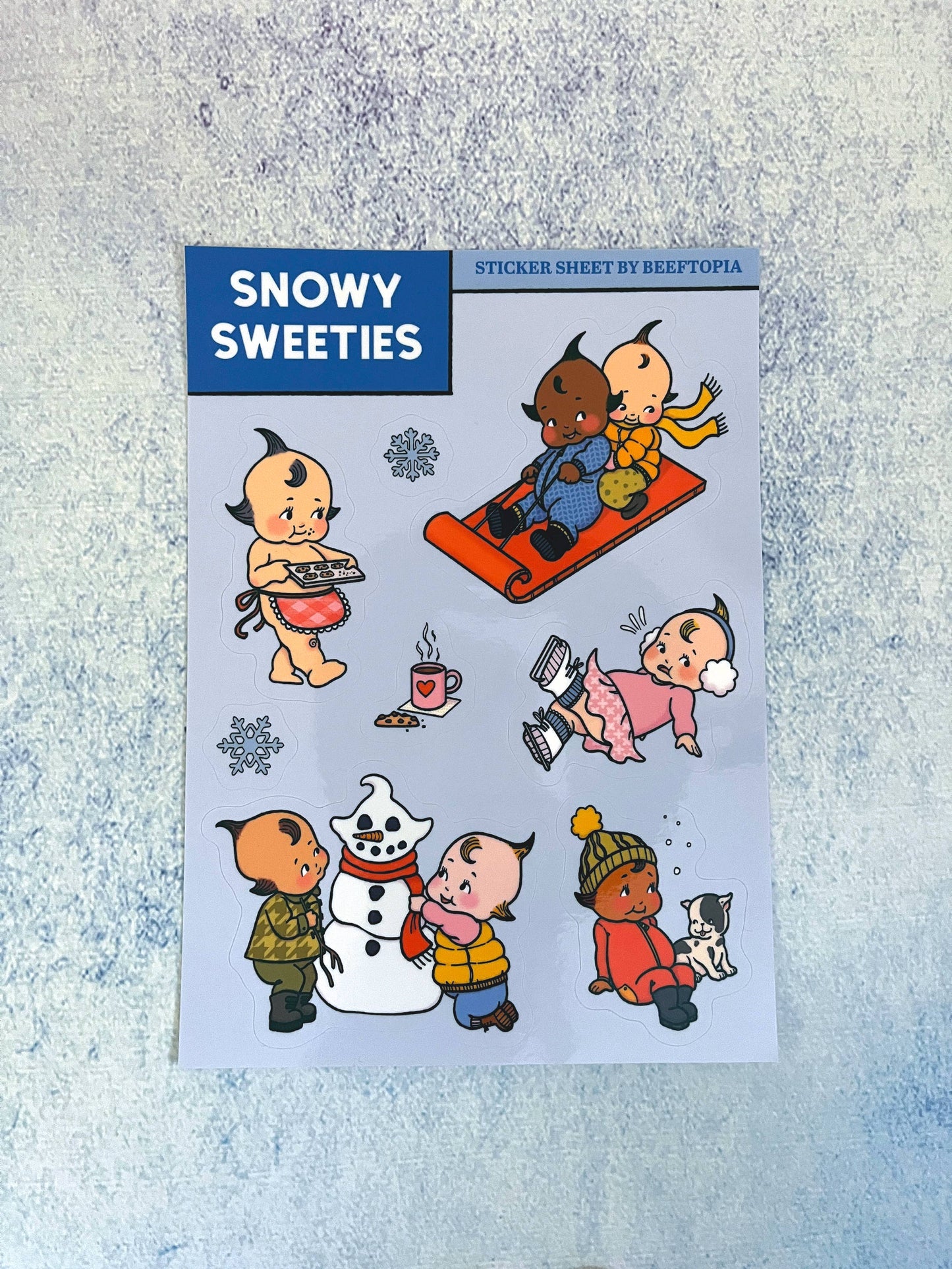 Snowy Sweeties Kewpie Inspired Vinyl Sticker Sheet