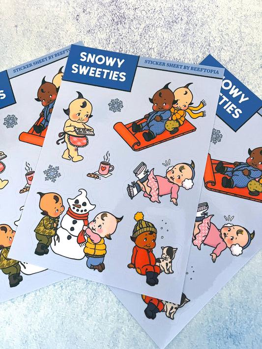 Snowy Sweeties Kewpie Inspired Vinyl Sticker Sheet