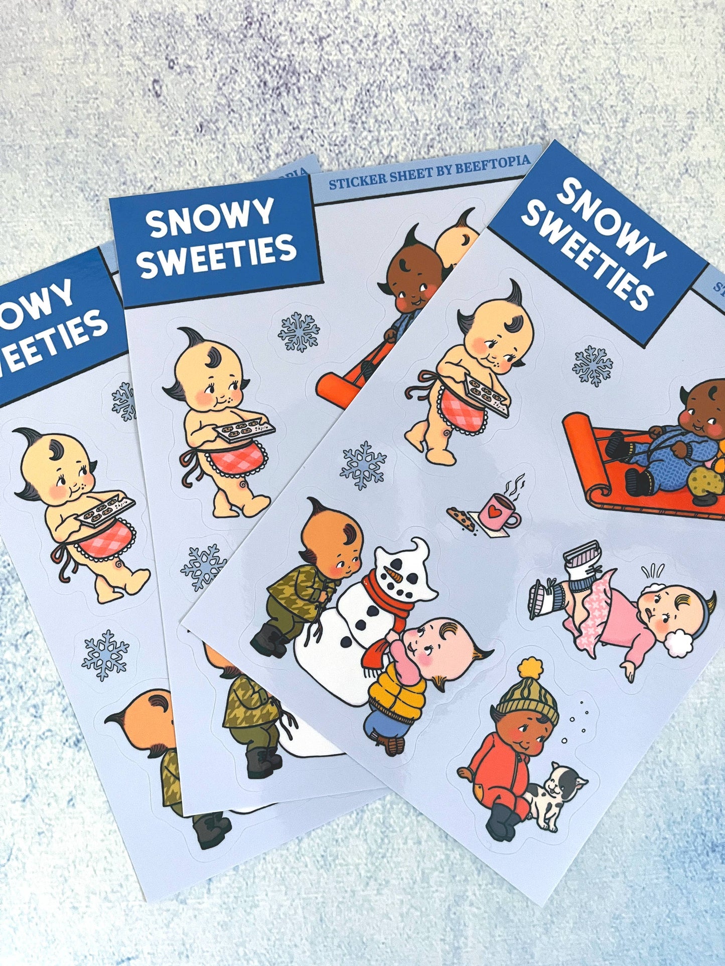 Snowy Sweeties Kewpie Inspired Vinyl Sticker Sheet